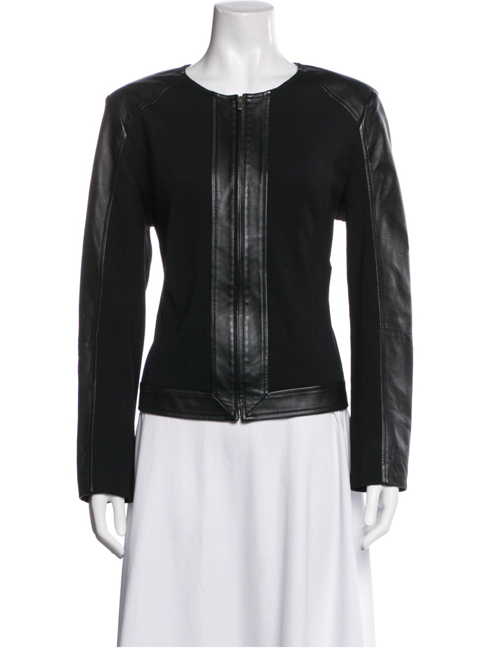 Lafayette 148 New York Black Leather-Panel Jacket